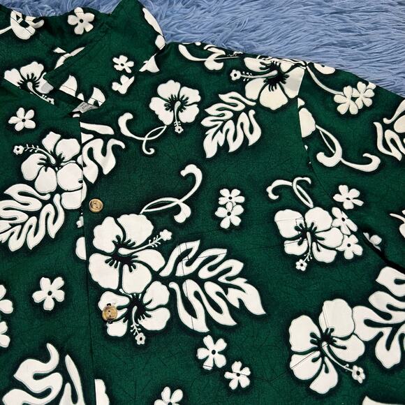VINTAGE Pride Of Hawaii Floral Button Up Shirt Size XL Mens Summer Green 90s - Picture 5 of 12